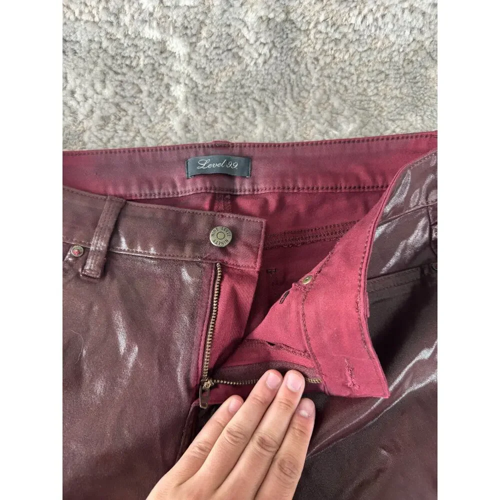 Level 99 Size 30/10 Stretch Casual Minimalist Jeans Maroon Button Zip‎